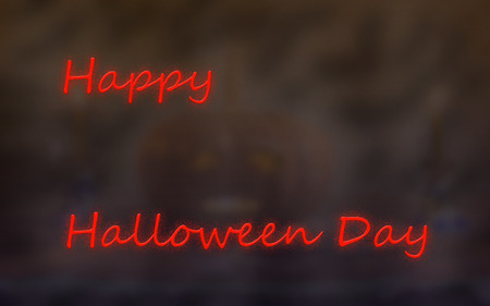 the text happy Halloween day with pumpkinの写真素材