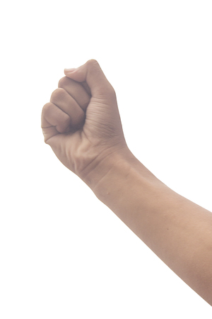 clenched fist Hand isolated on a white backgroundの写真素材