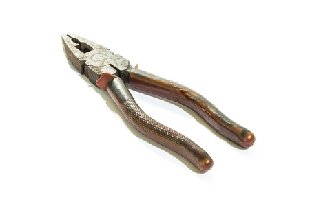 Old Pliers isolated on whiteの写真素材