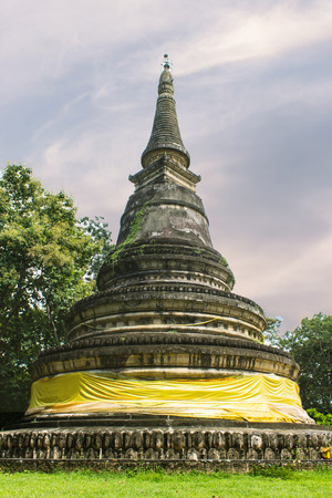 Ancient Pagoda, Wat UMong in Chiangmai, Thailandの写真素材