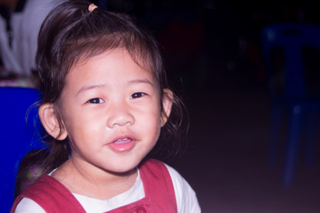 asian Little Girl Smiling, children smile close upの写真素材