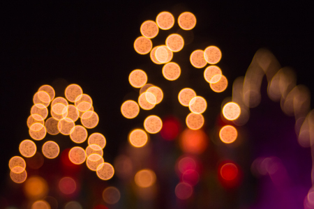 Abstract circular bokeh background, light in nightの写真素材