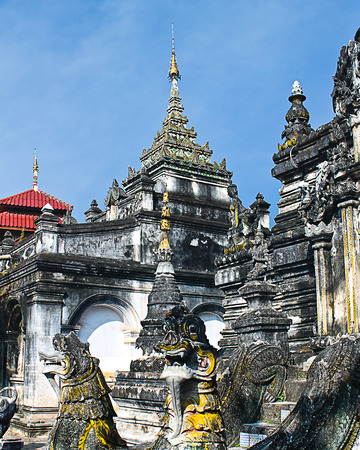 Pagoda Wat Pa Poa Shan temple in chiang mai Thailandの写真素材