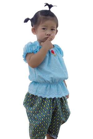 asian children girl Isolated on whiteの写真素材