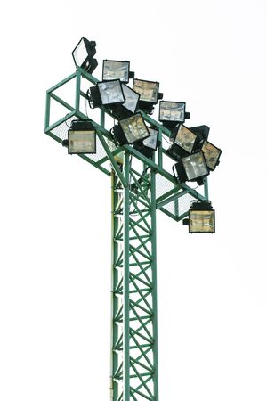 Big spotlights lighting tower Isolatedの写真素材