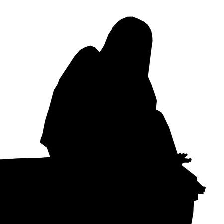 woman on rock Silhouette Excitedの写真素材