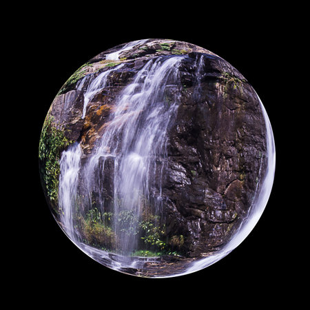 Circular fish eye of Mae Klang Waterfall in Doi Inthanon, Chiang Mai Province Thailand