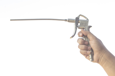 Hand with Head air pump isolated on white backgroundの写真素材