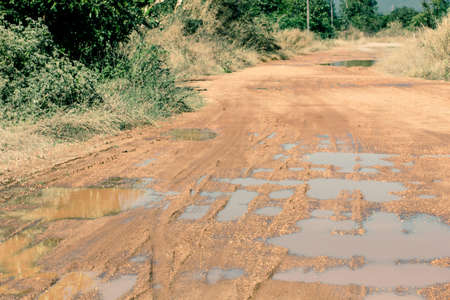 dirty road countryside in Thailandの写真素材