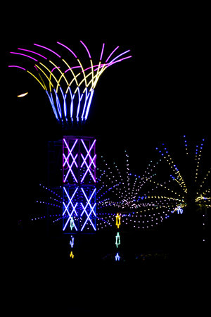 decorative lights in outdoor party Isolated on Blackの写真素材