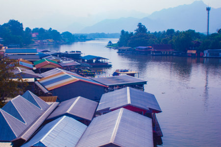 view from Skywalk of Kanchanaburi and River Kwai, Thailandの写真素材