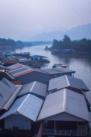 view from River Kwai, Thailandの写真素材