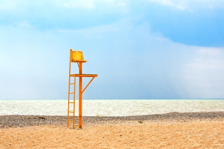 chair referee in the playground on the beachの写真素材
