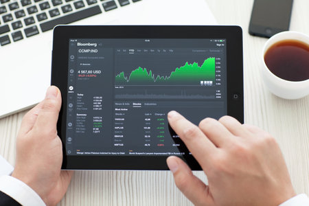 Simferopol, Russia - September 13, 2014: Bloomberg the leading supplier of financial information for professional participants of the financial markets.のeditorial素材