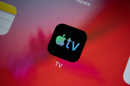 Anapa, Russia - March 31, 2019: Photo Icon app on home screen with service Apple TV provides...
