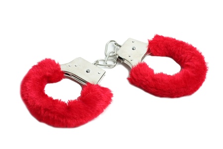 Red sexual handcuffs sexshopの写真素材