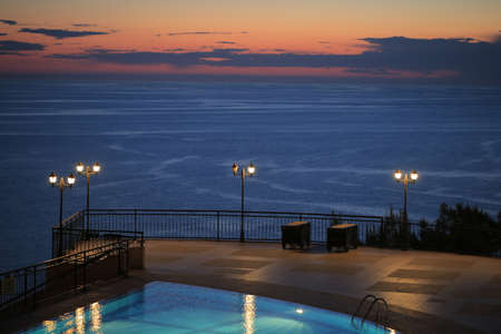 Sunset in the resortの写真素材