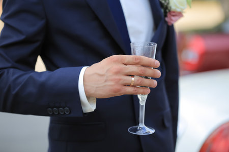 A man with a glassの写真素材