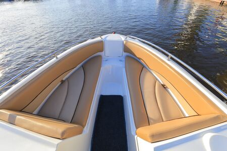 White bow motor boat. Boatingの写真素材