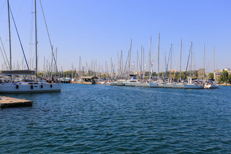 Sailing yachst docked in the marina in Greece
