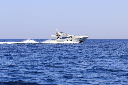 Luxury motor yacht. Fast motor boat. Boatingの写真素材