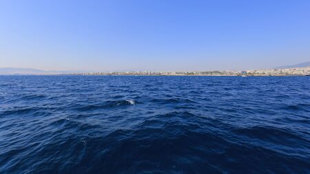 Panorama sea and blue sky in Greeceの写真素材