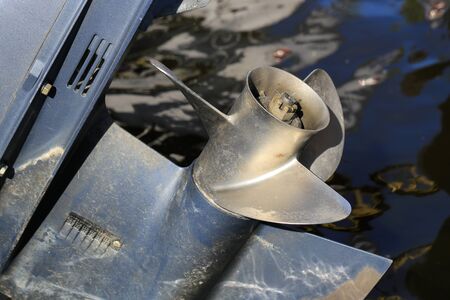 Motor boat screw close up. Engine propellerの写真素材