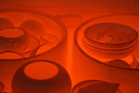 Pottery in the oven close up. Ceramic in the ovenの写真素材
