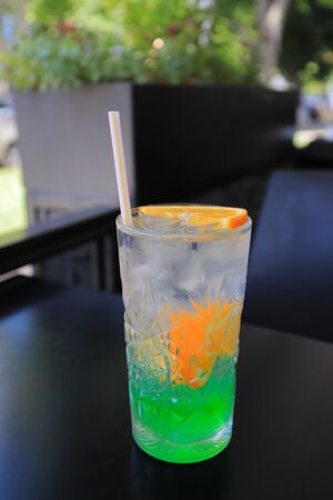 Green tarragon drink in glassの写真素材
