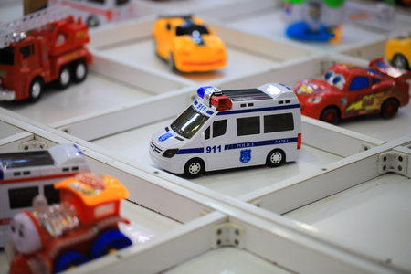 Miniature police car toy 911 in the market