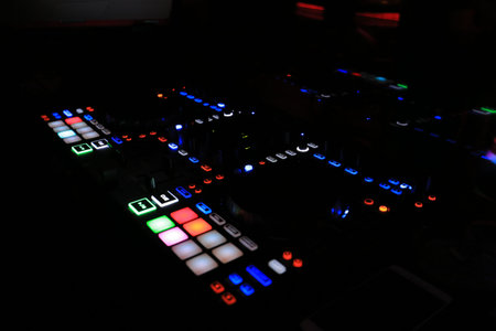DJ remote in night club