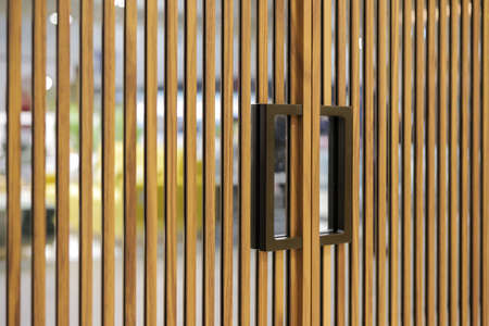 Modern sliding door handle close-up in the interiorの写真素材