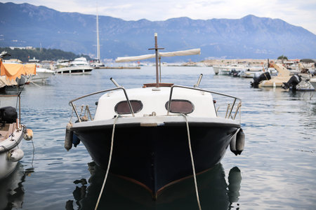 Boat moored in the Dukley Marina in Budva