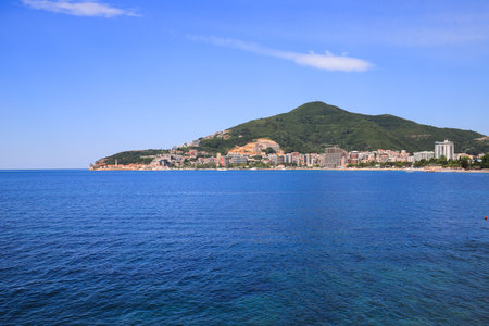 Beautiful sea and mountains landscape in Budva, Montenegro