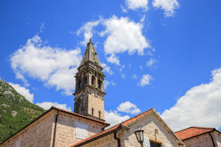 Bell tower in Perast historical town, Montenegro