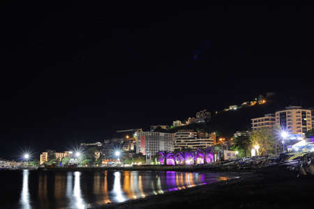 Beach in Budva at night in Montenegroの写真素材