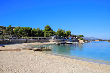 Beautiful beach in Ksamil resort, Albaniaの写真素材