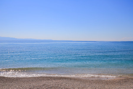 Borsh beach with turquoise water sea in Albania