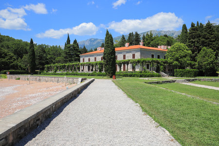 Villa Milocer and park near the King's beach in Montenegroのeditorial素材