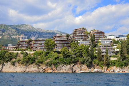 View on the luxury Dukley hotel and resort in Montenegroのeditorial素材