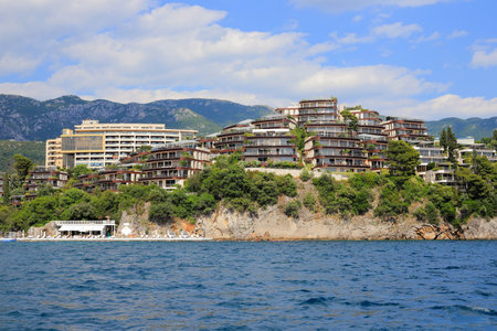 View on the luxury Dukley hotel and resort in Montenegroのeditorial素材