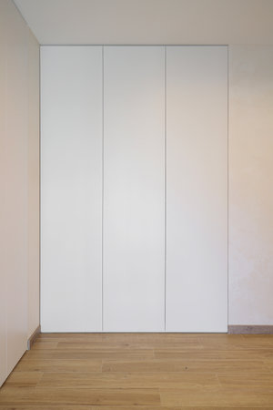 White wardrobe in a modern hallway interiorの写真素材
