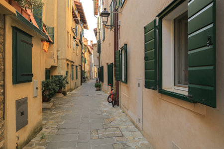 Street in the old town of Grado cityの写真素材