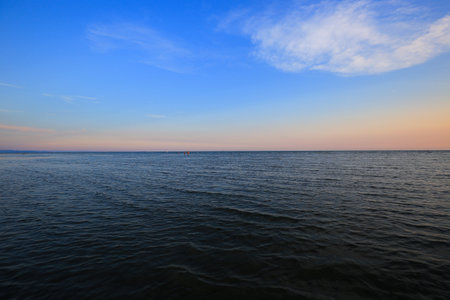 Landscape sunset on the sea in Grado cityの写真素材