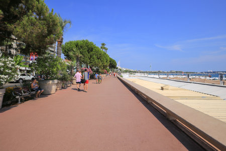 Cannes, France - July 22, 2019: Promenade La Croisette in Cannes, Franceのeditorial素材