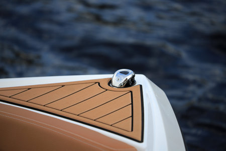 Bow of the modern motor boat close-up