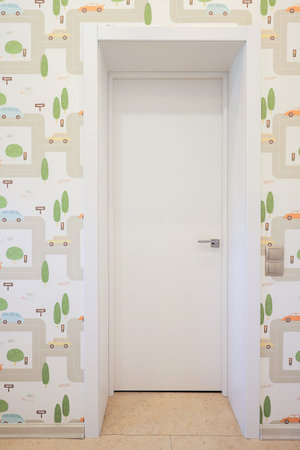 White interior door in the children's room interiorの写真素材
