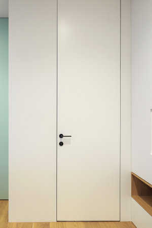 White interior door in a bright roomの写真素材