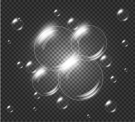 Soap bubbles on transparent backgroundのイラスト素材