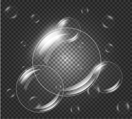 Soap bubbles on transparent backgroundのイラスト素材